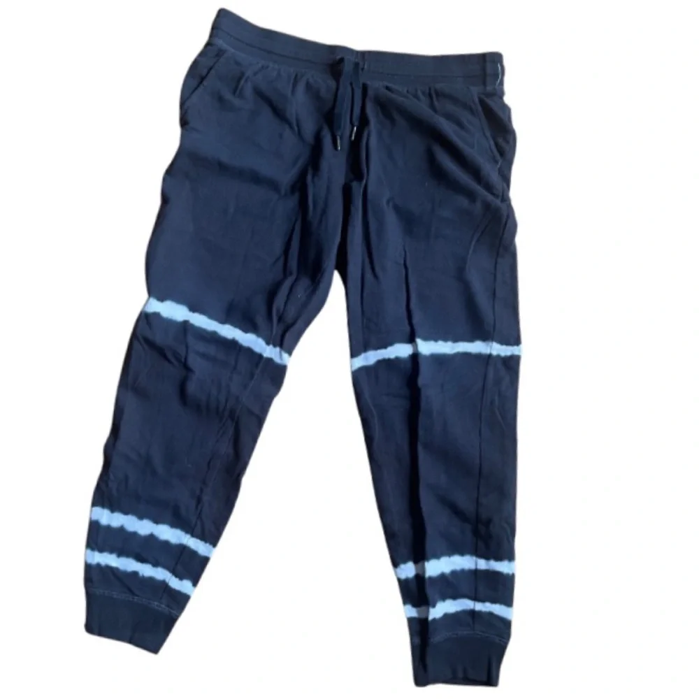 Old Navy Black and White Sweatpants with Drawstring and Tie Dye Stripes - Picture 1 of 8